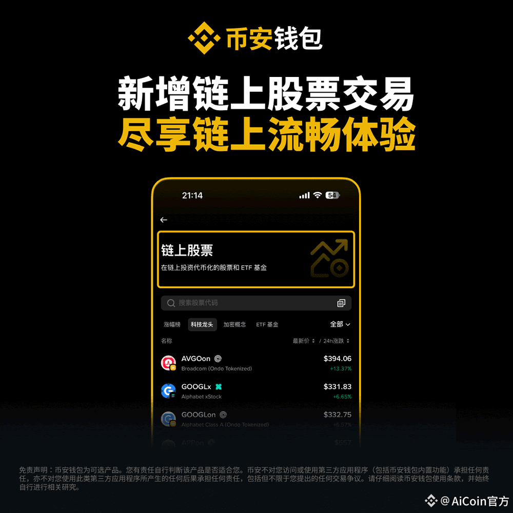 币安钱包链上美股交易界面