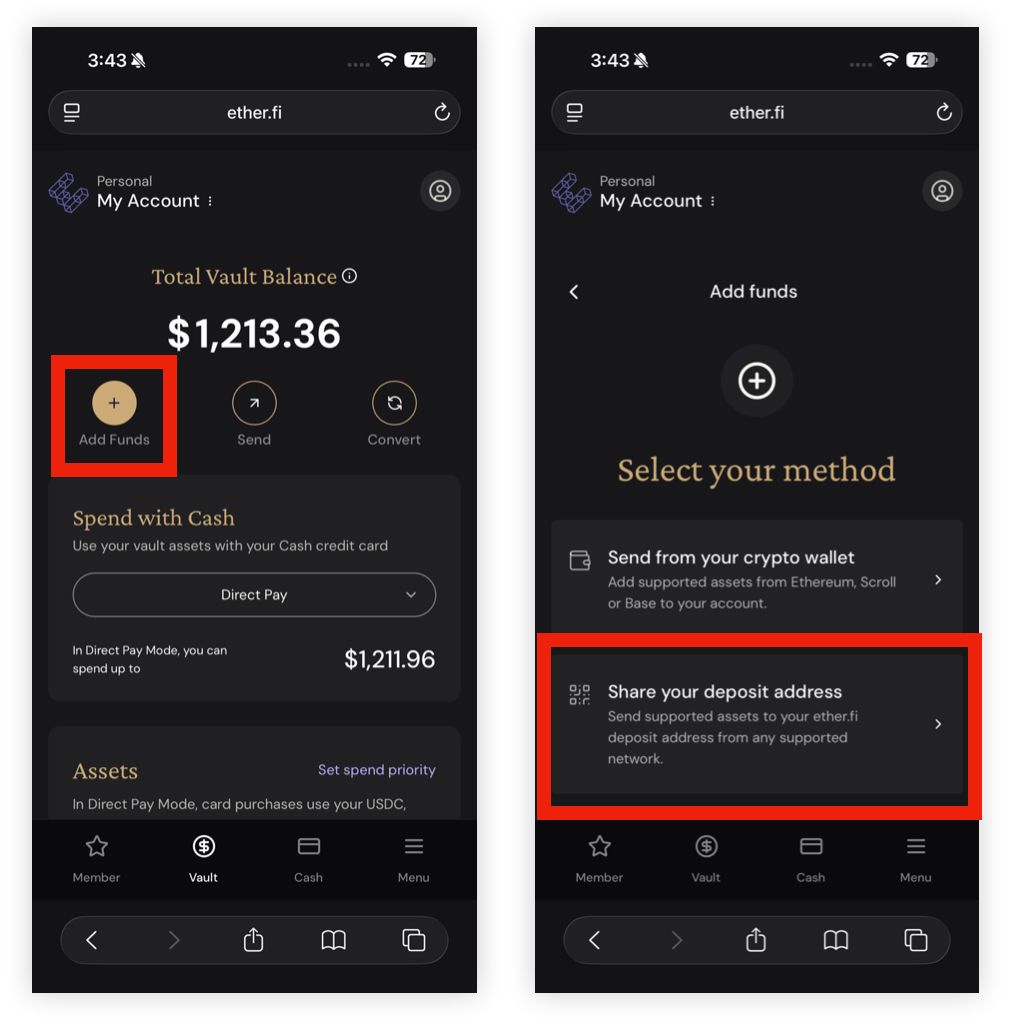 Ether.fi添加资金界面