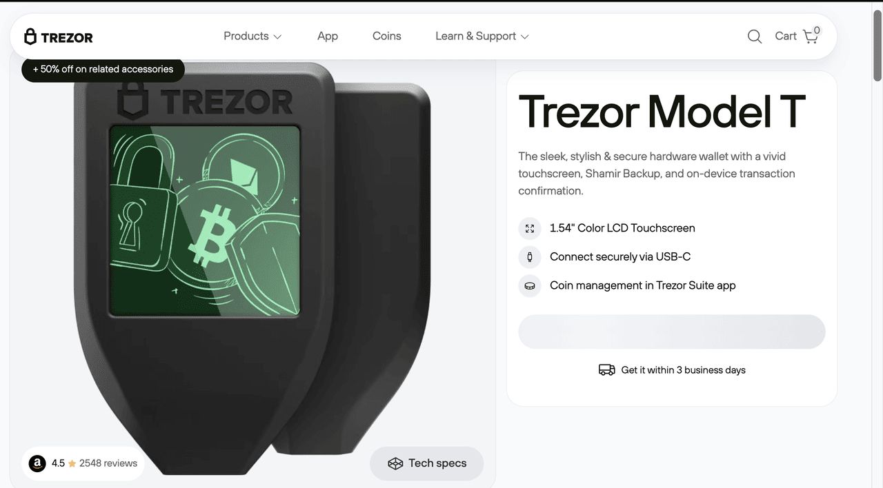 Trezor Model T硬件钱包