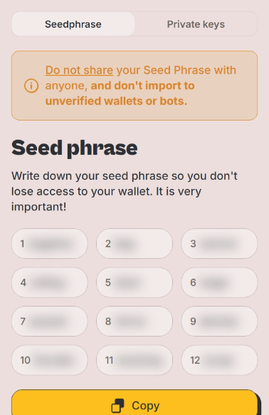 HOT钱包种子短语保存