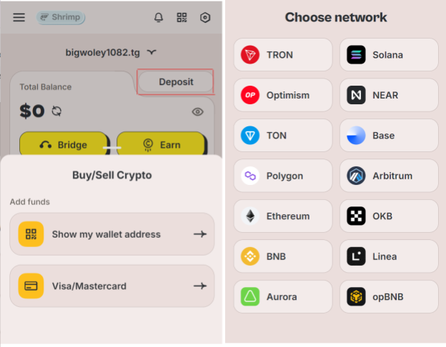 HOT钱包存款功能