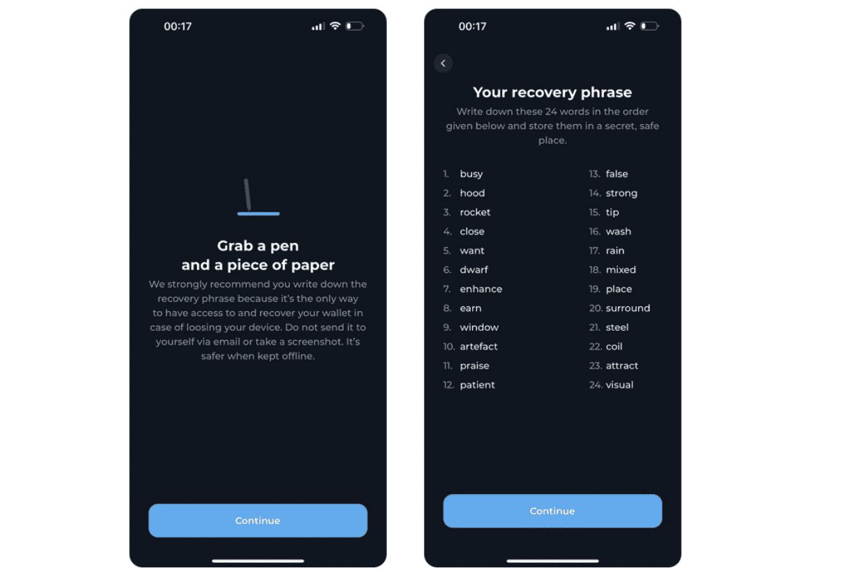 恢复短语备份界面