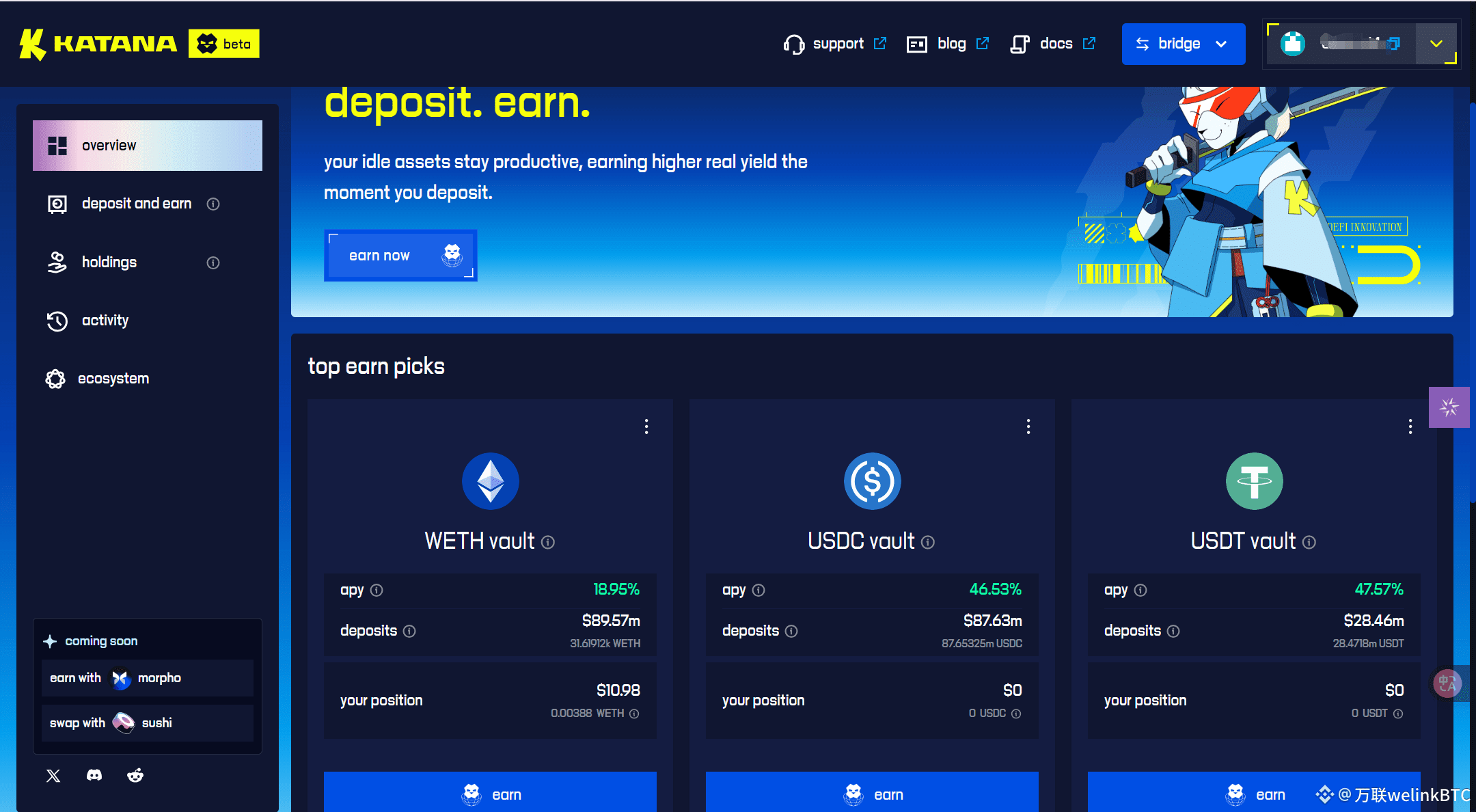 Katana DeFi生态系统界面