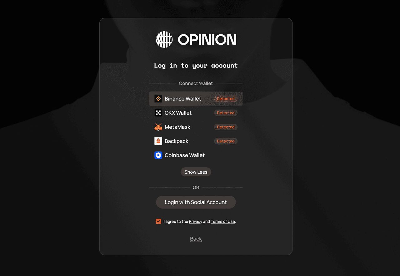 Opinion钱包连接界面
