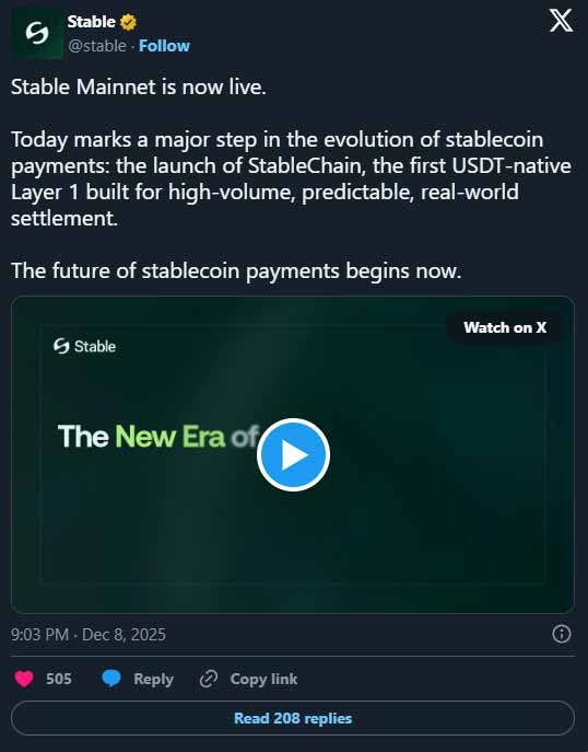 StableChain发展时间线