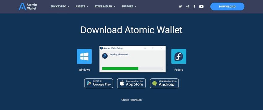Atomic Wallet安装界面