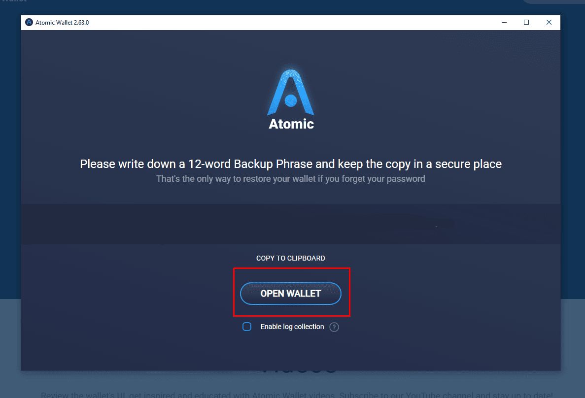 恢复短语确认界面