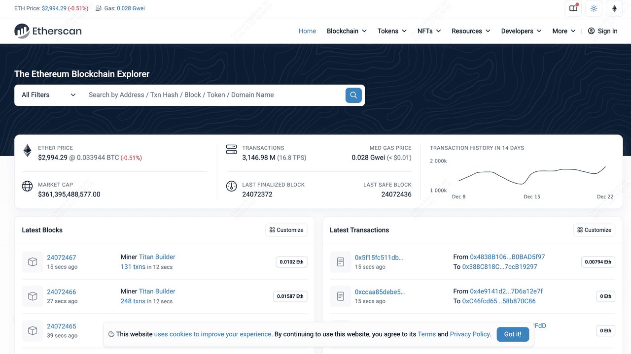 Etherscan界面展示