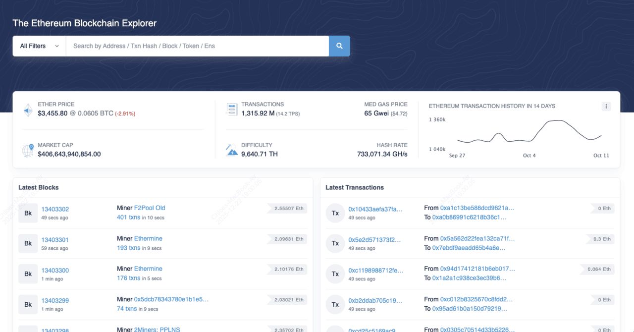 Etherscan交易查找界面