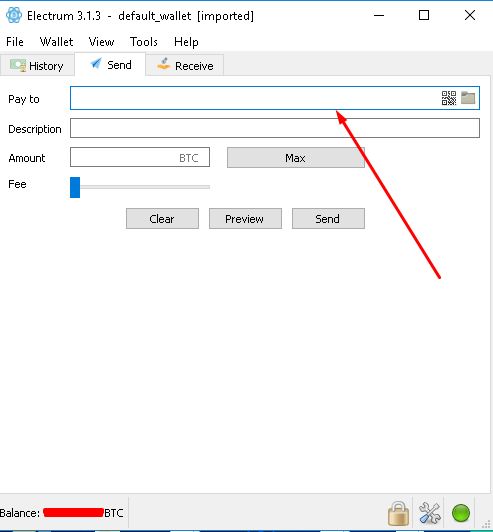 发送比特币界面