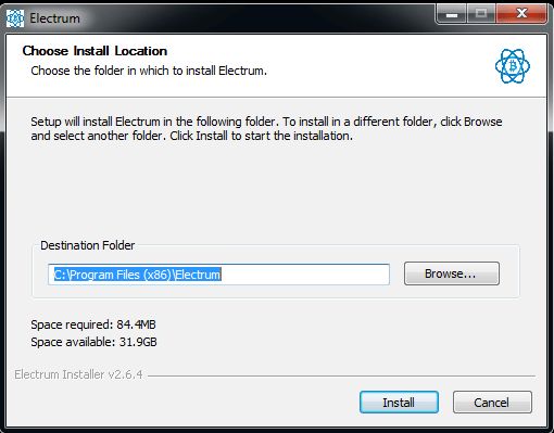 Electrum安装界面