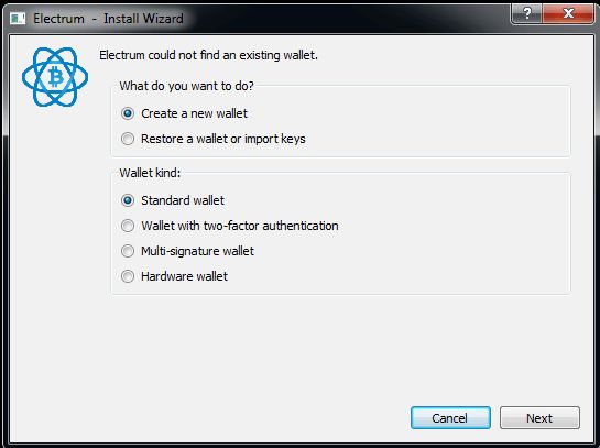 创建新钱包界面