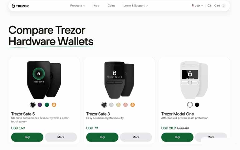 Trezor硬件钱包展示