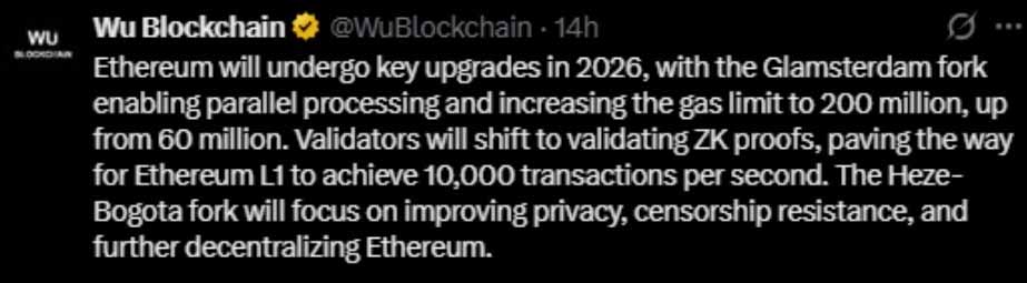 以太坊2026年路线图