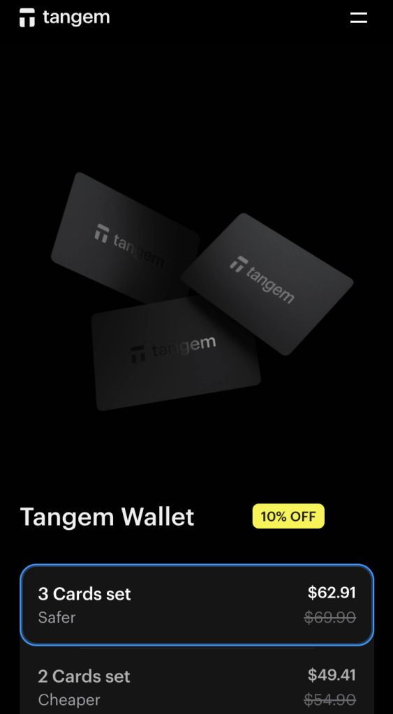 Tangem钱包界面展示