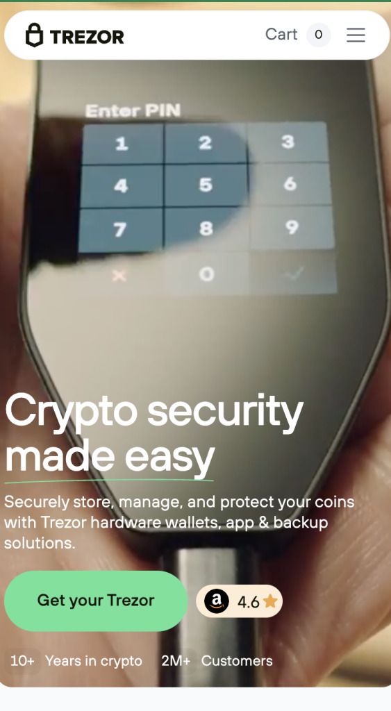 Trezor钱包界面展示