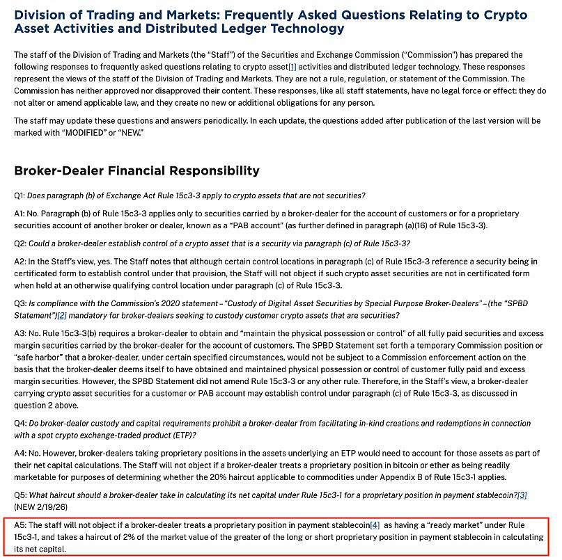 美经纪自营商稳定币获 2%“折扣”利好