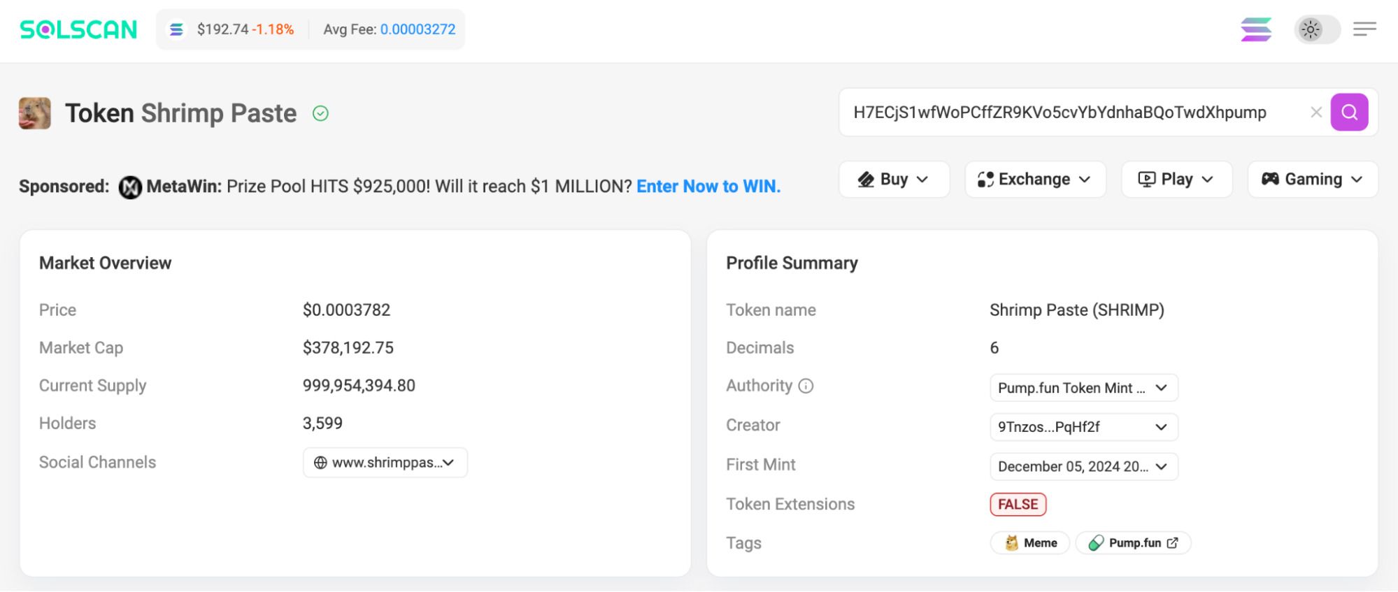 SHRIMP持有者数据