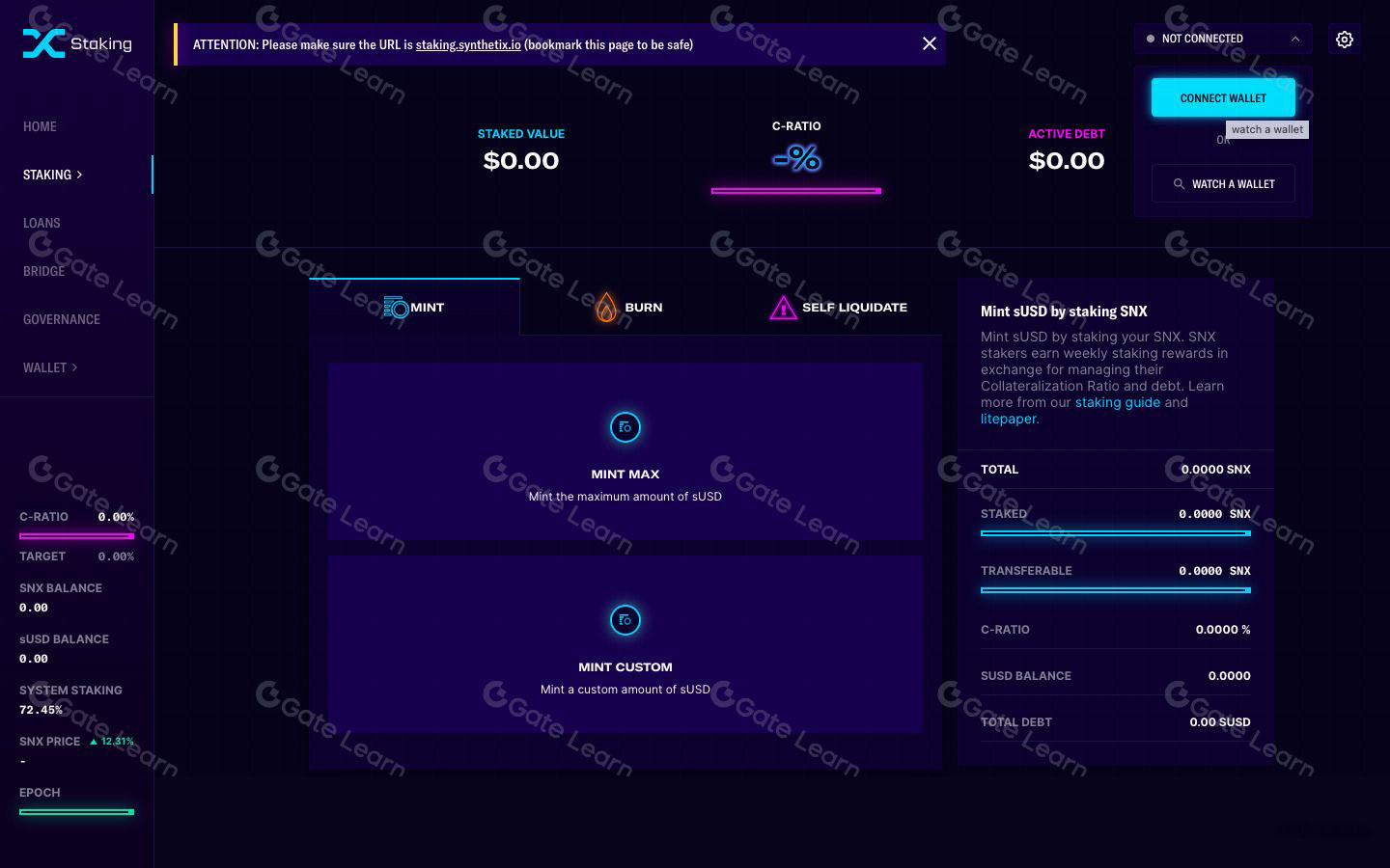 Synthetix抵押界面