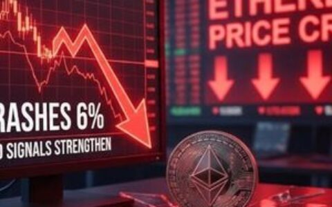 以太坊价格暴跌6%，下跌趋势信号急剧增强
