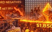 以太坊市场订单失衡创纪录负值：1,850美元成为关键防线